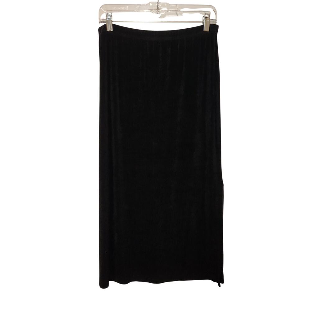Vintage Softwear by Mark Singer Black Side Slit Pull On Straight Midi Skirt XLP